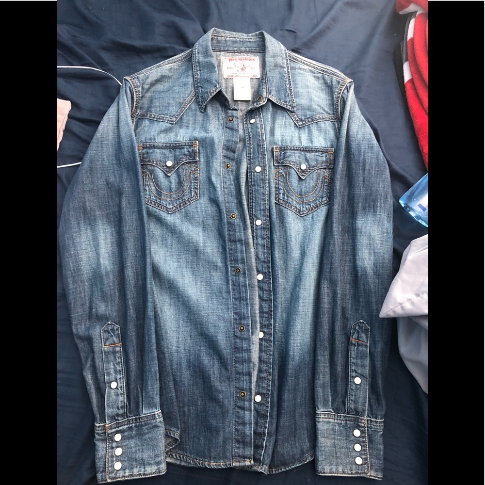 True Religion “Trucker flannel” button up sz Large